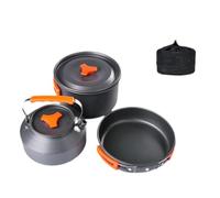 BEALIFE Set da cucina per esterni, include pentola, padella, bollitore, campeggio, escursionismo, pesca e picnic in famiglia e 1 pentola, padella, bollitore, pesca, viaggi, Arancia