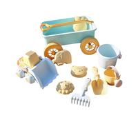 BEALIFE Set da gioco per bambini con carriola da spiaggia e giocattolo traino, dotato di escavatori, pale e divertenti accessori per avventure nella sabbiera. Carriola spiaggia per bambini con tanica