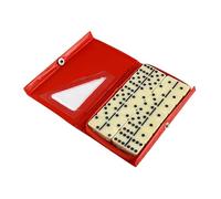 BEALIFE Set di 28 tessere del domino Double Six, gioco da tavolo con custodia, giochi per famiglie, bomboniere, domino da viaggio, Rosso, 15.4x9.3 cm