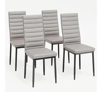 Bealife Set di 4 Sedie da Pranzo, Set di Sedie da Sala da Pranzo per Cucina, Sala da Pranzo, Sedia da Pranzo con Schienale Alto in Ecopelle (Grigio chiaro - Ecopelle, Set da 4)