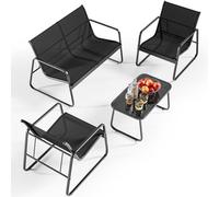 Bealife Set di mobili da giardino,mobili da giardino, in metallo e textilene, mobili da terrazza per tutte le stagioni, patio, giardino ed esterno (Set da 4)