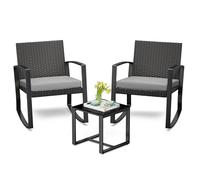 Bealife Set Giardino，Salottino da Esterno，Set di Mobili da Balcone in Rattan, ，Set da Balcone 3 Pezzi per Portici, Cortili, Terrazzi, Balconi, Bordo Piscina (Grigio)