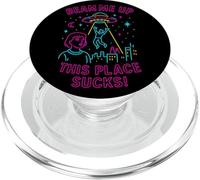 Beam Me Up This Place Fa schifo UFO City Humor Retro Space PopSockets PopGrip per MagSafe