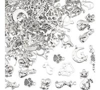 BEAMARKER 102 pz. Ciondoli In Lega A Forma di Gatto In Argento Antico, Stile Tibetano, Stile Vintage, Assortiti, Regalo per Portachiavi Fai Da Te, Creazione di Gioielli, Bracciali, Collane e Artigiana