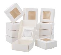 BEAMARKER 20 pz Piccole Scatole per Imballaggio di Sapone Da 3x3x1.2 pollici Scatola Regalo di Carta Quadrata Bianca Finestra Trasparente Pieghevole per Panetteria Biscotti Torta Caramelle Sapone Fatt