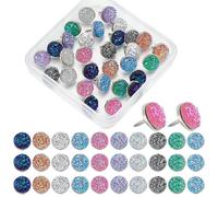 BEAMARKER 30 pz 10 colori Druzy Push Pins per Bacheca Decorativa Glitter Strass Puntine Da Disegno In Resina Testa Rotonda Puntina Da Disegno Colorata per Casa Scuola Mappa Ufficio Foto Parete Bacheca