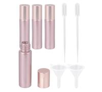 BEAMARKER 4 flacone Roll-On per Oli Essenziali da 10 ml, Flaconi Roll-On in Vetro Rosa, Contenitori da Viaggio Vuoti e Ricaricabili con Comodi Contagocce, Imbuti Portatili per Profumi, Oli E