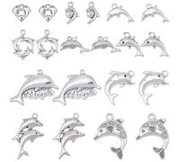 BEAMARKER 40 pz 10 stili Ciondoli In Argento Antico A Forma di Delfino In Lega Stile Tibetano, Pendenti A Forma di Pesce Oceanico, Animali Marini, Pendenti per Fai Da Te, Collane, Bracciali, Orecchini