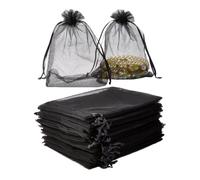 BEAMARKER 50 pz Sacchetti in Organza Neri Sacchetti in Rete Trasparente da 5x7 Pollici Sacchetti Regalo con Coulisse Sacchetto Rettangolare in Organza per La Conservazione di Gioielli Confez