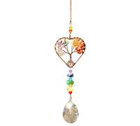 BEAMARKER Acchiappasole Da Appendere Alla Finestra, Albero Della Vita A Forma di Cuore, Sfera di Cristallo, Prisma, Ornamento A Goccia con Ciondolo Rainbow Maker, per Giardino, Casa, Interni Ed Estern