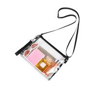 BEAMARKER Borsa A Tracolla Rettangolare Trasparente in PVC, Approvata per Lo Stadio, Borsa A Mano Nera Trasparente, Impermeabile, con Tracolla Regolabile, per Donne, Viaggi, Sport, Concerti