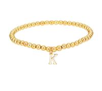 BEAMARKER Bracciale con Perline Iniziali In Oro per Donna, Braccialetti Elastici In Vero Ottone Placcato Oro 18K con Ciondolo A Forma di Lettera K, Delicati Gioielli Personalizzati, Regali per La Mamm