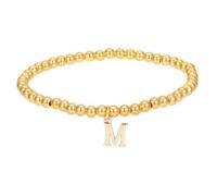 BEAMARKER Bracciale con Perline Iniziali In Oro per Donna, Braccialetti Elastici In Vero Ottone Placcato Oro 18K con Ciondolo A Forma di Lettera M, Delicati Gioielli Personalizzati, Regali per La Mamm
