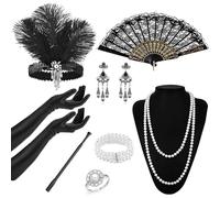 Beamely Set di accessori Flapper per anni '20, Great Gatsby Accessories Roaring 20's Theme Outfit with Headpiece 20s Vintage Accessories for Women Lady