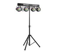 Beamz PartyBar3 Barra d'illuminazione 4PAR 9x1W RGB MagicBall DMX IR + treppiedi