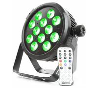 beamZ BT310 FlatPAR Effetto Luce 4-in-1 LED Disco Discoteca (12 x 8 Watt, RGBAW-UV, 4 o 8 canali DMX e stand-alone, Telecomando-IR, sensibilità regolabile, velocità impostabile)