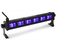 Beamz BUV63 LED Barra LED - 30 W, 6 x UV LED da 3W, Plug & Play, Alloggiamento eggero | completo di staffe | nero