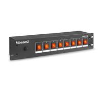 BeamZ PS08S - Dispatching sono, splitter a 8 prese Schuko, con interruttori illuminati, montaggio rack 19'', interruttore 15A, ideale per il controllo serale/eventi