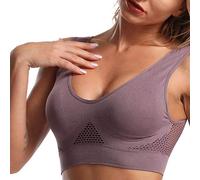 Bean Air Permeable Cooling Comfort Sport Yoga Wirefree Bra 3XL Purple