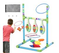 Bean Bag Toss Game - 2-in-1 Interactive LED Ring Toss Set | Educational Outdoor Backyard Garden Party Game for Family Kids Adults | Hand-Eye Coordination Training Sports Activity Toy with Storage Bag