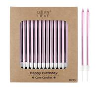 BEAN LIEVE 30 candele lunghe e sottili metallizzate color, candele per torte, feste di compleanno, decorazioni per matrimoni, candele per feste, decorazioni per torte (oro rosa)