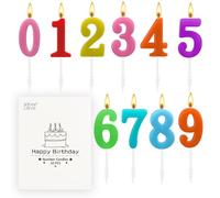 BEAN LIEVE - Candele numeriche per torta di compleanno, 10 pezzi, numero 0-9 con brillantini, decorazione per torte per compleanni, matrimoni, anniversari, feste (colore)