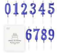 BEAN LIEVE - Candele numeriche per torta di compleanno, numero 0-9 utilizzate per decorazioni per torte per feste di compleanno e anniversari di matrimonio (blu)