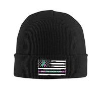 Beanie Cappelli Back The Green Purple Ribbon USA Flag Anal Cancer Awareness Berretto Teschio Assorbe Sudore Traspirante Cappello Sportivo Running, per Dormire, Sciare, Donna, 56-62cm