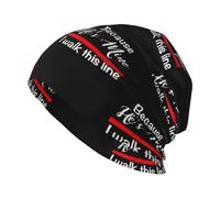 Beanie Hat Because He's Mine I Walk This Line Firefighter Wife Berretto Invernale Confortevole Sportivo Inverno Cappelli per Sci Donna Motociclismo