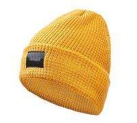 Beanie Riflettente per Uomini, Inverno Comodo Berretto Morbido Traspirante, Cappello a Maglia Peluche ad Addensare Cappello a Prova di Freddo per Sport all'aperto Notturno (IT, Testo, M, Yellow)
