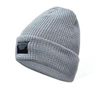 Beanie Riflettente per Uomini, Inverno Comodo Berretto Morbido Traspirante, Cappello a Maglia Peluche ad Addensare Cappello a Prova di Freddo per Sport all'aperto Notturno (IT, Testo, M, Grey)