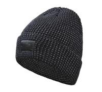 Beanie Riflettente per Uomini, Inverno Comodo Berretto Morbido Traspirante, Cappello a Maglia Peluche ad Addensare Cappello a Prova di Freddo per Sport all'aperto Notturno (IT, Testo, M, Black)