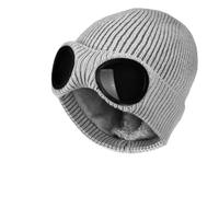 Beanie with Goggles,Winter Unisex Fleece Lined Goggle Knitted Beanie Hat