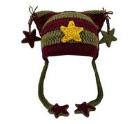 Beanies Cat Beanie Y2k Beanie Goth Knit Hat Grunge Crochet Cappelli per le Donne y2k Accessori, Rosso e verde., M