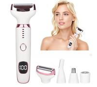 Beanify Rasoi elettrici con display a LED per donne e uomini, rasoio da donna 2025 Wet/Dry, 4 in 1, senza fili, con impermeabilità IPX7, liscio e setoso, portatile, set per la toelettatura del bikini