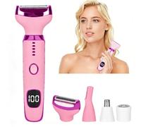 Beanify Rasoio elettrico con display a LED, per donne e uomini, 4 in 1, ricaricabile, Wet & Dry, rasoio elettrico e rimozione dei peli del viso, 2025, indolore, per naso, viso, corpo, gambe, bikini