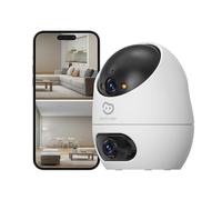 Beans View 2K (3MP+3MP) Telecamera per interni a doppio obiettivo, Sicurezza a 360°, Visione notturna a colori, Supporto Scheda SD da 512 GB, 2.4GHz, Compatibile con Alexa, Rilevamento di Persone D220