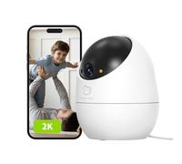 Beans View 2K (3MP) Telecamera di Sicurezza per Interni, 360° Sorveglianza, 2.4GHz Wi-Fi, Visione Notturna a Colori, Bambino/Animale Domestico/Gatto/Cane, Rilevamento umano, Compatibile con Alexa D210