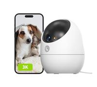 Beans View 3K (5MP) Telecamera di Sicurezza per Interni, 360° Sorveglianza, 2.4GHz Wi-Fi, Visione Notturna a Colori, Bambino/Animale Domestico/Gatto/Cane, Rilevamento umano, Compatibile con Alexa D210