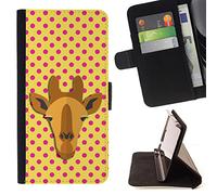 BeanShells [ Microsoft Lumia 850 Case [ Flip Cover Leather Wallet] - Giraffe Banana Pink