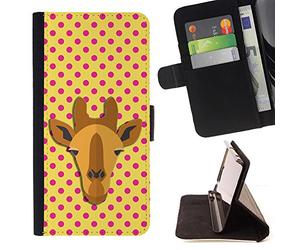 BeanShells [ Microsoft Lumia 850 Case [ Flip Cover Leather Wallet] - Giraffe Banana Pink