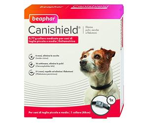 Beaphar Canishield, Collare Antiparassitario per Cani 48 cm, per Cani di Taglia Piccola e Media, Contro Pulci e Zecche, Confezione da 2 Collari