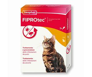 Beaphar FIPROtec Antiparassitario per Gatti, Protegge da Pulci e Zecche - In Confeziona da 3 Pipette