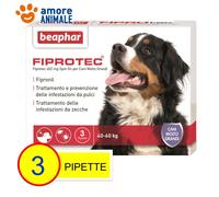 2 CONFEZIONI Beaphar Fiprotec Spot On Cani grandi 40/60 kg - 3 pipetta da 402 mg