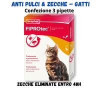 Beaphar FIPROtec Gatti - Pipette Spot-On Antiparassitario Pulci Zecche 3pz