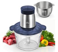 Bear 2L+1.8L Tritatutto elettrico, 600W 2 impostazioni di velocità, tritatutto con 4 lame in acciaio inox e tritacarne, contenitore in vetro Tritatutto per carne, alimenti per bambini, frutta, verdura