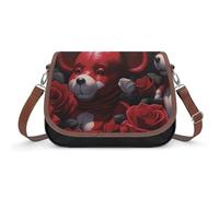 Bear Among The Roses Borsa a tracolla da donna, in pelle, tracolla regolabile, rimovibile, borse a mani libere