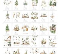 Bear and Bee Set di 30 biglietti natalizi italiani in formato A6 con buste marroni riciclate in carta kraft - Biglietti festivi per gli auguri natalizi