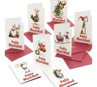 Bear and Bee Set di 30 Tarjetas de Navidad en Español A6 con Sobres Blancos - Felicitaciones Navideñas Elegante para Fiestas y Regalos