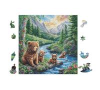 Bear And Cubs Waterfall Puzzle 100 Pezzi Caravaggio Per Adulti Cartone Di Alta Qualità Opera D'arte Italiana Per Collezione E Decorazione Qualità Museale Da Passatempo 28x28cm